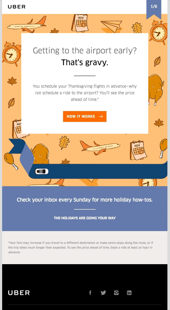 uber thanksgiving weekend email marketing example_SmartrMail blog
