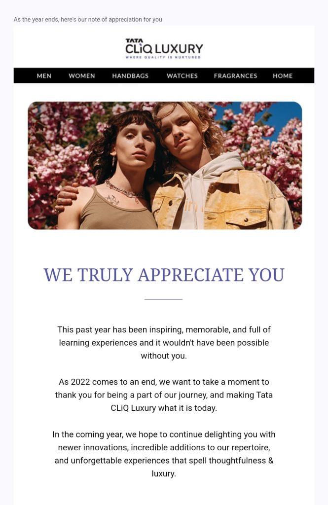 thank you email example tata cliq