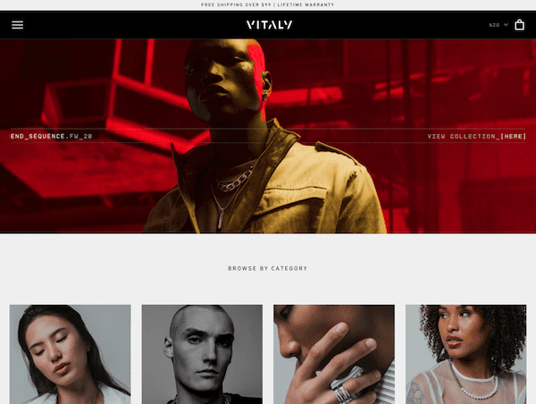 Vitaly - A Shopify jewelry story for genderless jewelry - SmartrMail blog