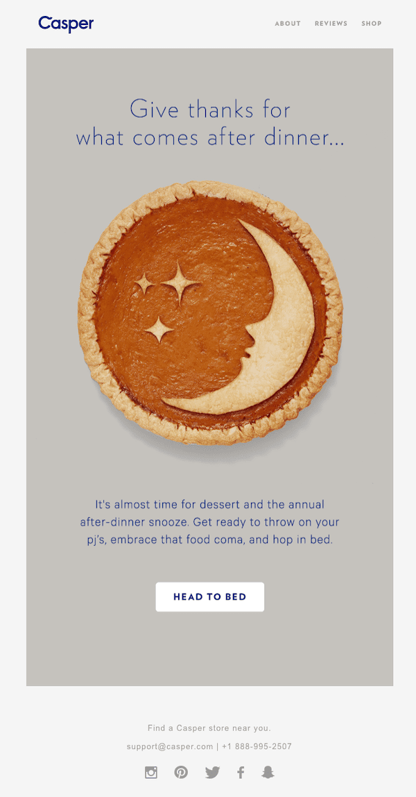 casper thanksgiving email marketing example_SmartrMail blog
