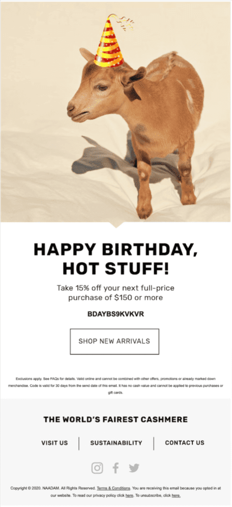 birthday email automation example