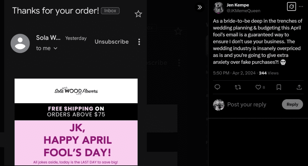 april fools day email marketing campaign misinterpreted