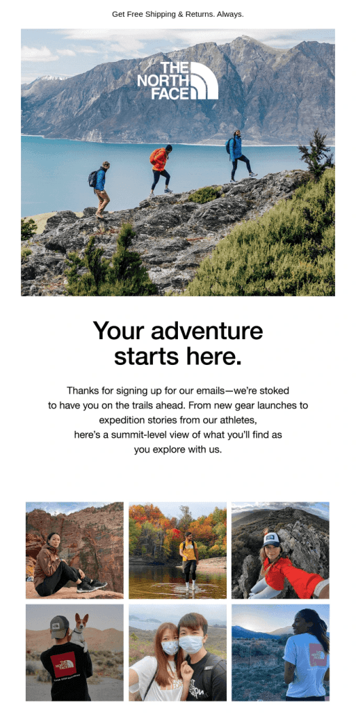 thank you email example the north face