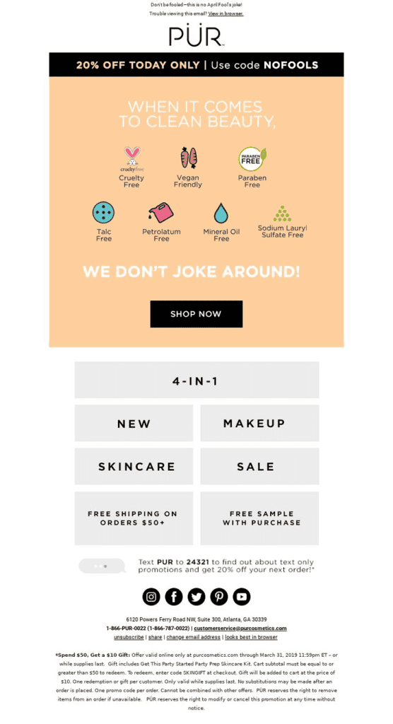 pur april fools day email campaign example