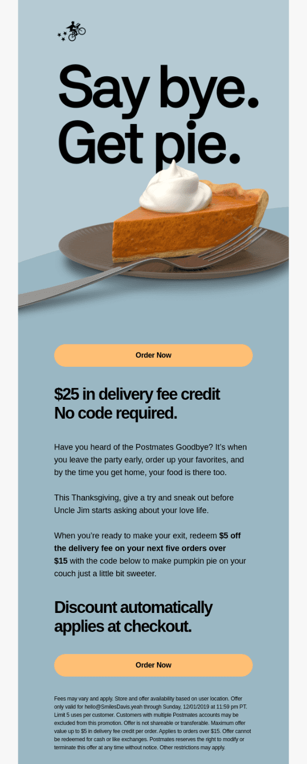 postmates email marketing example_SmartrMail blog