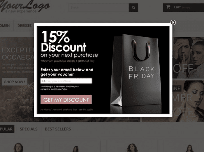 example of an email popup