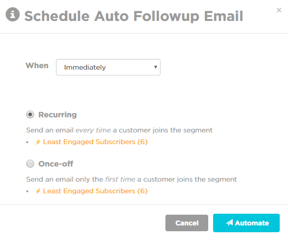 win-back email campaign schedule auto follow up email schedule automation