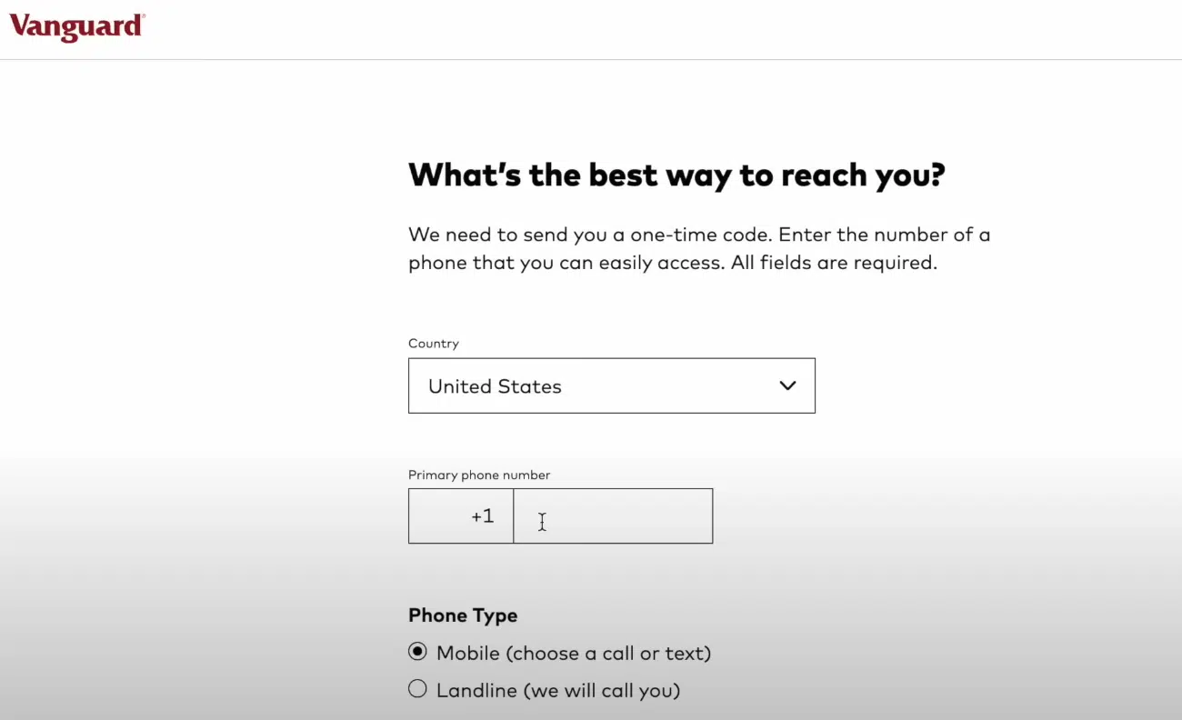 vanguard security code