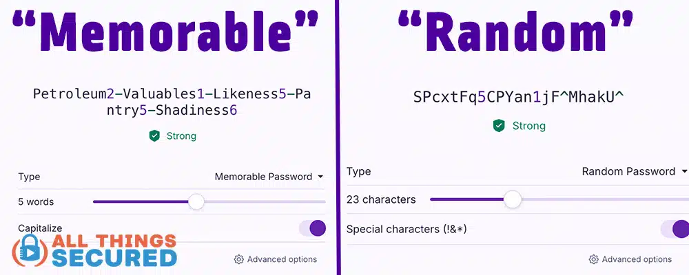 Memorable vs Random password in Proton Pass